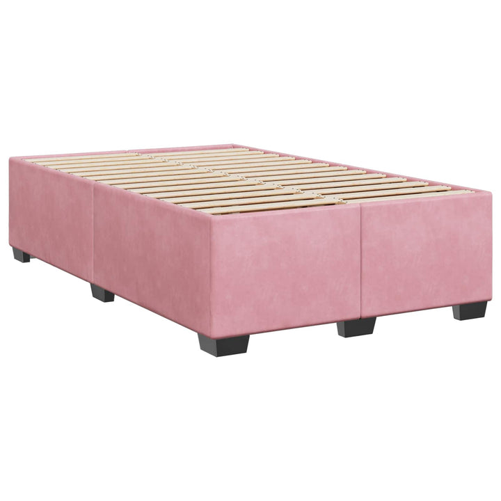 Boxmadras med topmadras Lyserød 120 x 190 cm Fløjl