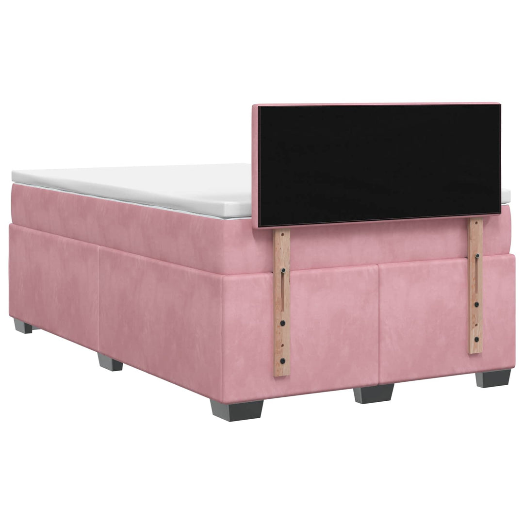 Boxmadras med topmadras Lyserød 120 x 190 cm Fløjl