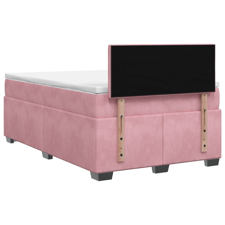Boxmadras med topmadras Lyserød 120 x 190 cm Fløjl