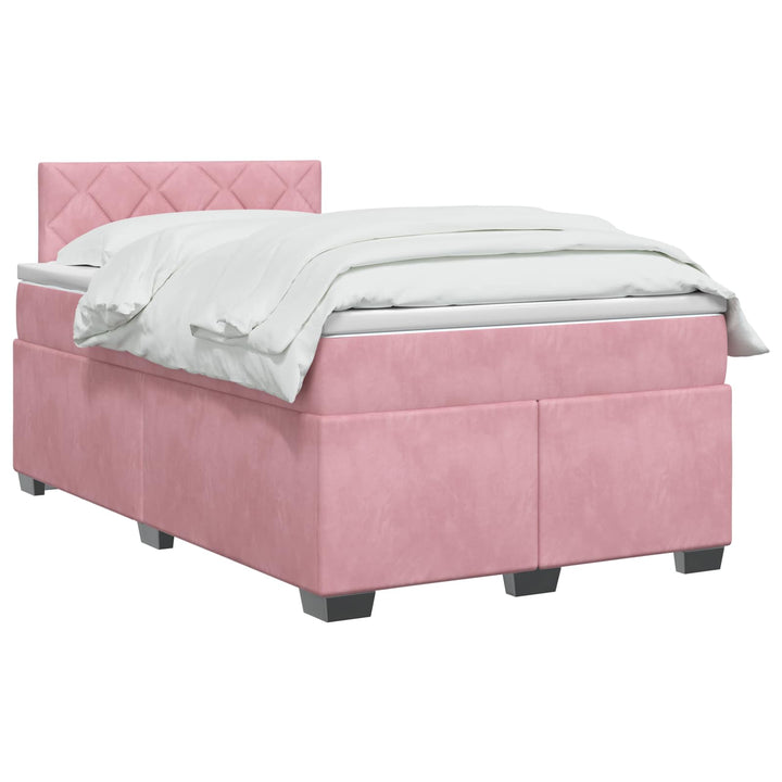 Boxmadras med topmadras Lyserød 120 x 190 cm Fløjl