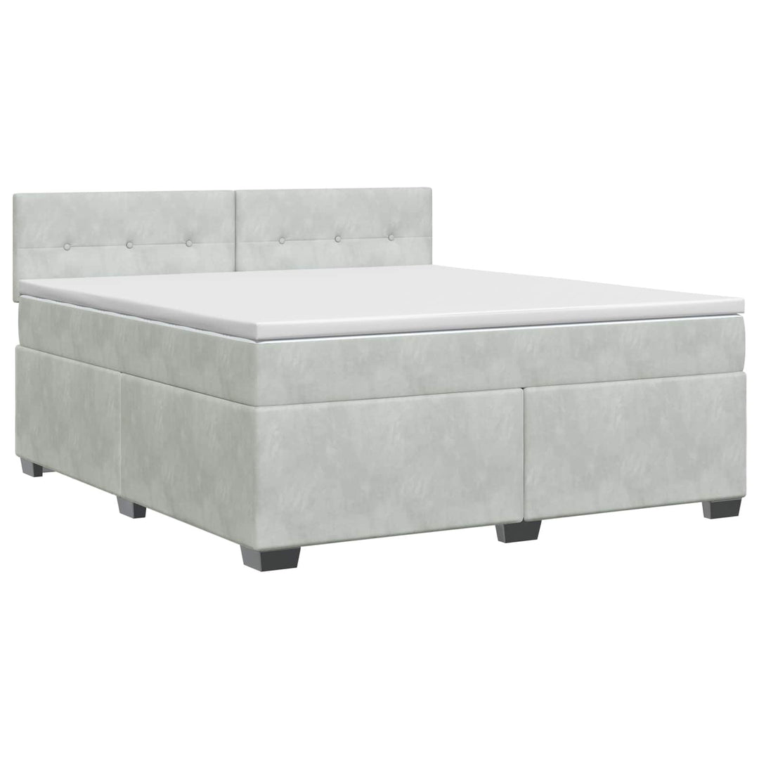 Boxmadras med topmadras Lysegrå 140 x 190 cm Fløjl
