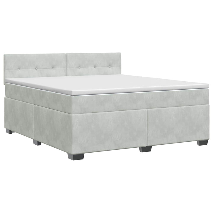 Boxmadras med topmadras Lysegrå 140 x 190 cm Fløjl