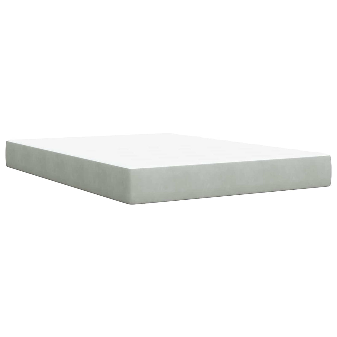 Boxmadras med topmadras Lysegrå 140 x 190 cm Fløjl