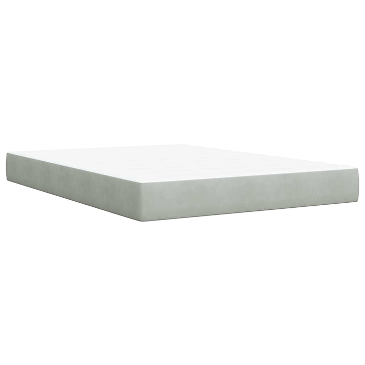 Boxmadras med topmadras Lysegrå 140 x 190 cm Fløjl
