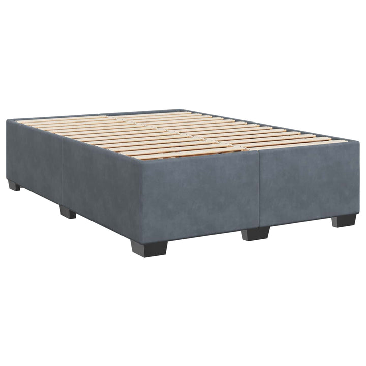 Boxmadras med topmadras Mørkegrå 140 x 190 cm Fløjl