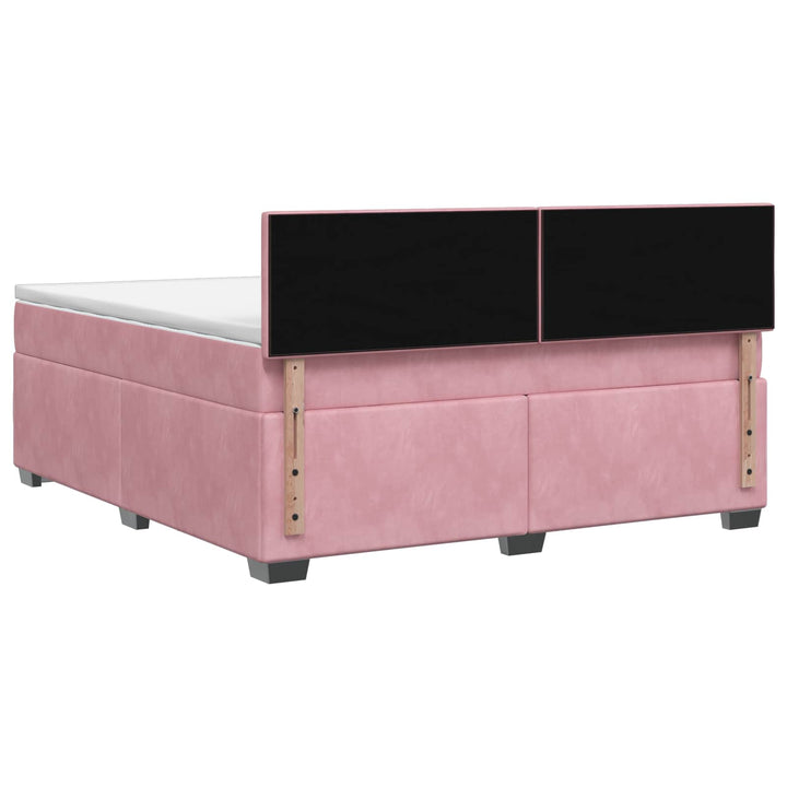 Boxmadras med topmadras Lyserød 140 x 190 cm Fløjl
