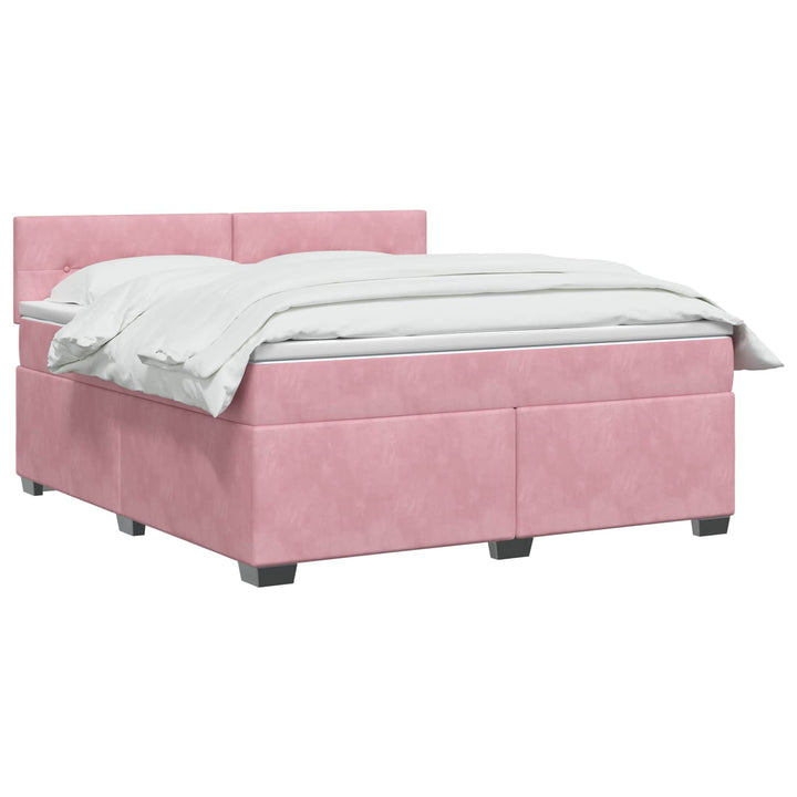 Boxmadras med topmadras Lyserød 140 x 190 cm Fløjl