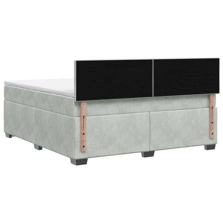 Boxmadras med topmadras Lysegrå 140 x 190 cm Fløjl
