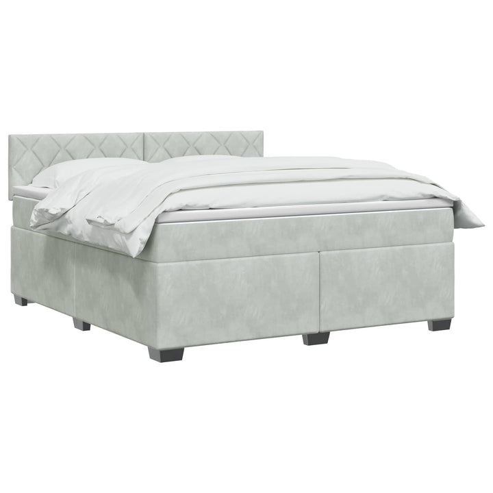 Boxmadras med topmadras Lysegrå 140 x 190 cm Fløjl