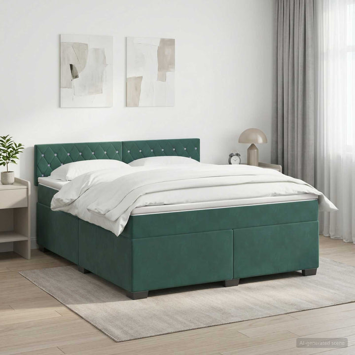 Boxmadras med topmadras Mørkegrøn 140 x 190 cm Fløjl