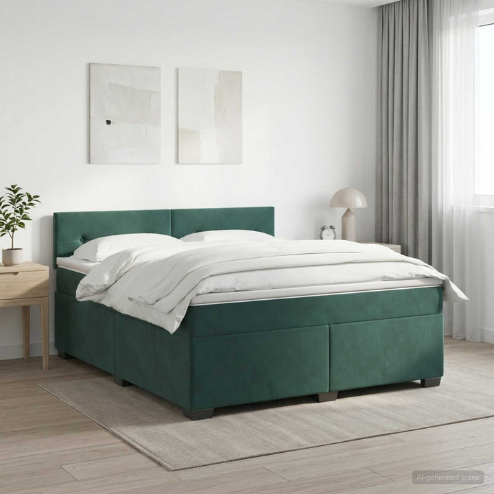 Boxmadras med topmadras Mørkegrøn 140 x 200 cm Fløjl