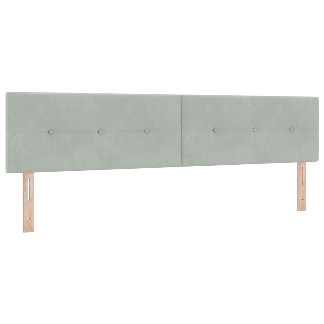 Boxmadras med topmadras Lysegrå 200 x 200 cm Fløjl