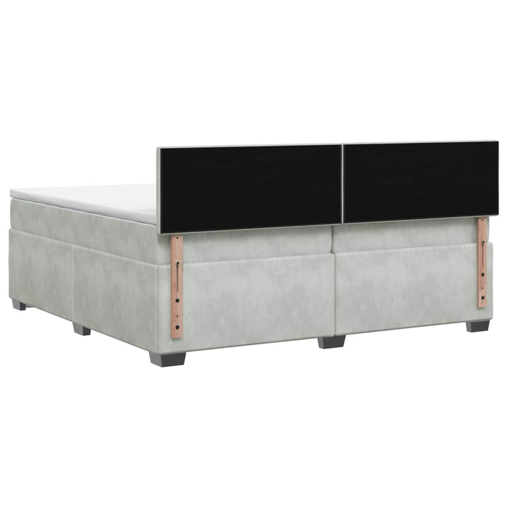 Boxmadras med topmadras Lysegrå 200 x 200 cm Fløjl