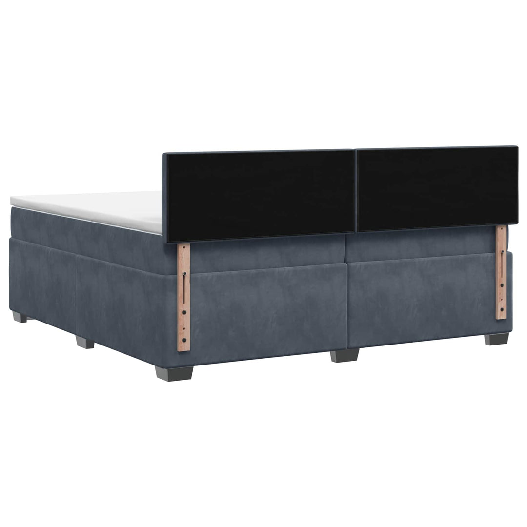 Boxmadras med topmadras Mørkegrå 200 x 200 cm Fløjl