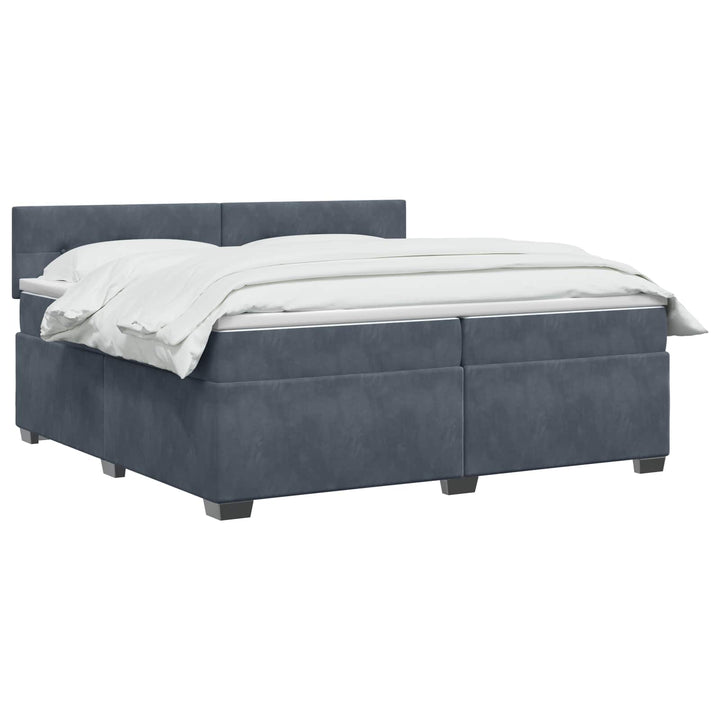 Boxmadras med topmadras Mørkegrå 200 x 200 cm Fløjl