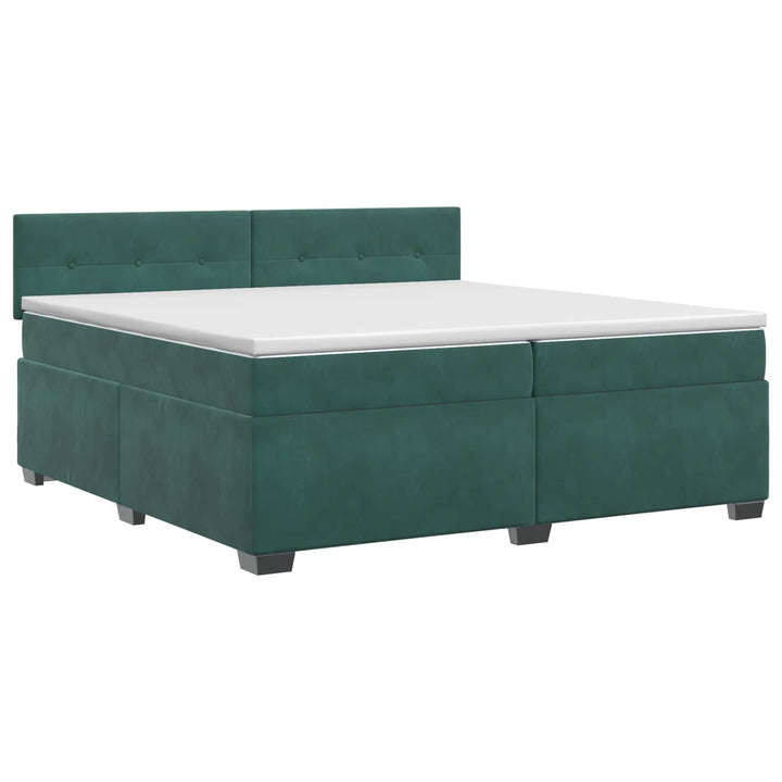 Boxmadras med topmadras Mørkegrøn 200 x 200 cm Fløjl