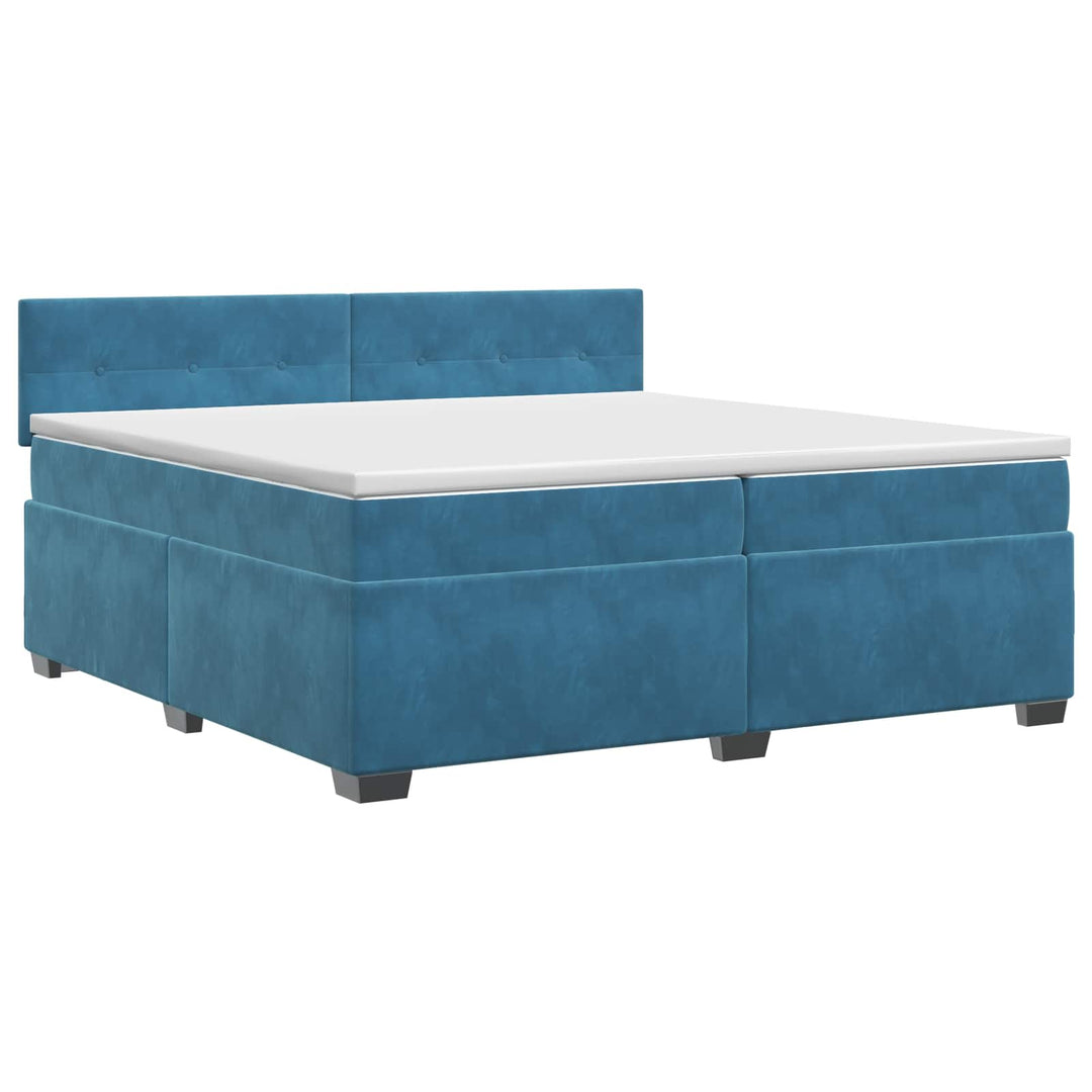 Boxmadras med topmadras Mørk blå 200 x 200 cm Fløjl
