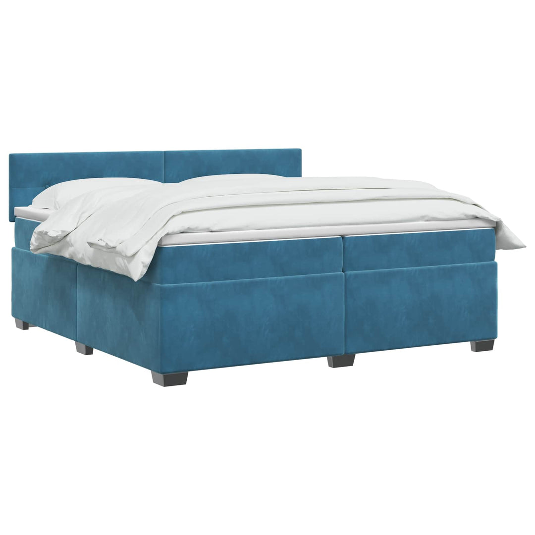 Boxmadras med topmadras Mørk blå 200 x 200 cm Fløjl