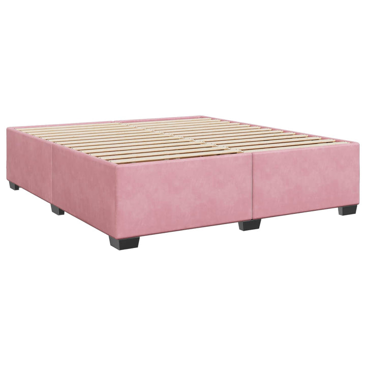 Boxmadras med topmadras Lyserød 200 x 200 cm Fløjl
