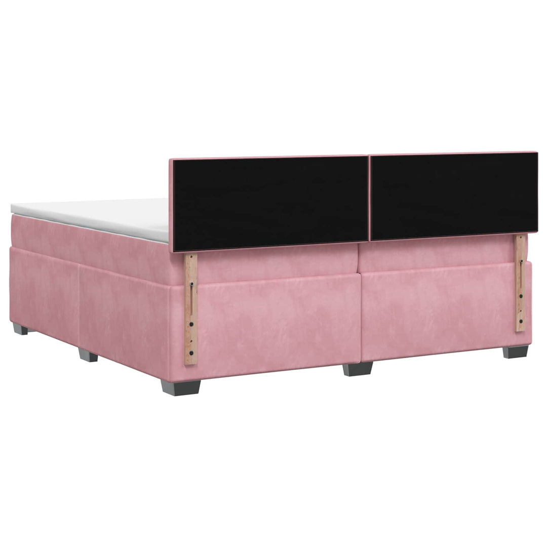 Boxmadras med topmadras Lyserød 200 x 200 cm Fløjl