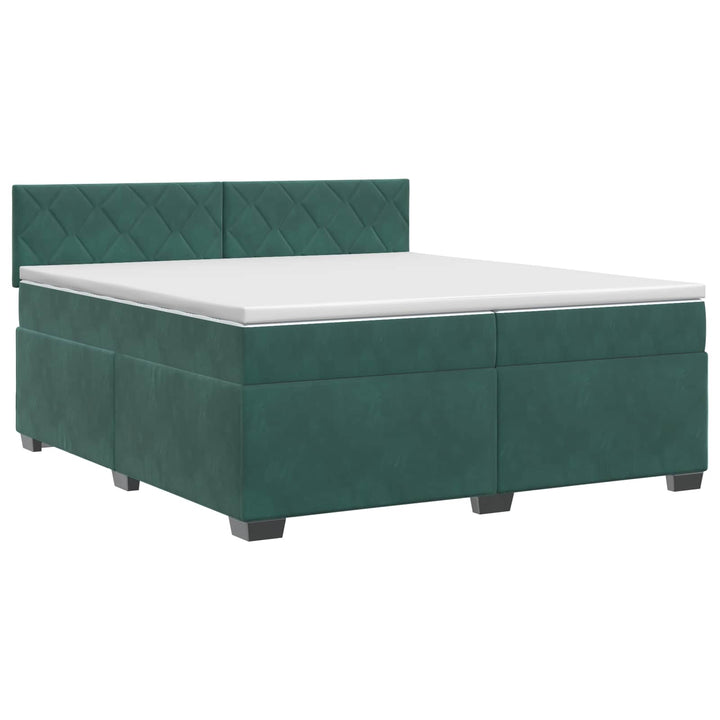 Boxmadras med topmadras Mørkegrøn 200 x 200 cm Fløjl