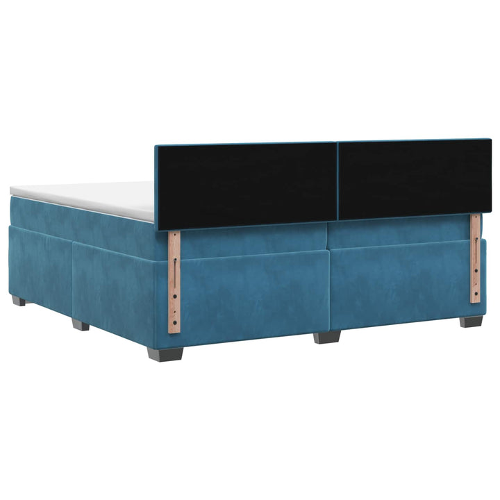 Boxmadras med topmadras Mørk blå 200 x 200 cm Fløjl