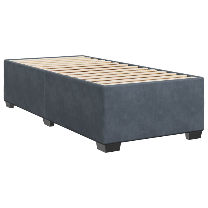Boxmadras med topmadras Mørkegrå 90 x 190 cm Fløjl