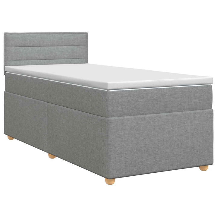 Boxmadras med topmadras med hovedgærde Lysegrå 80 x 200 cm Stof