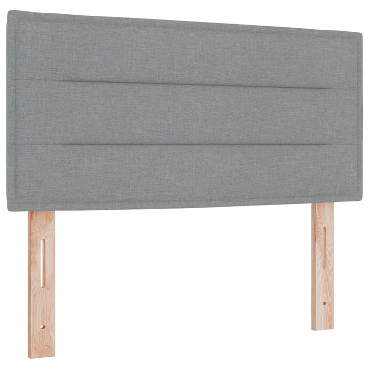 Boxmadras med topmadras med hovedgærde Lysegrå 80 x 200 cm Stof