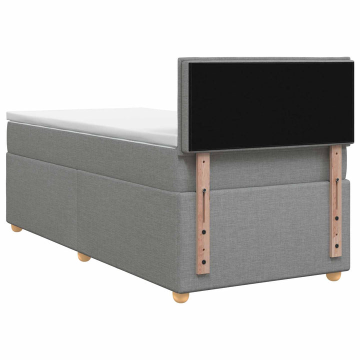 Boxmadras med topmadras med hovedgærde Lysegrå 80 x 200 cm Stof
