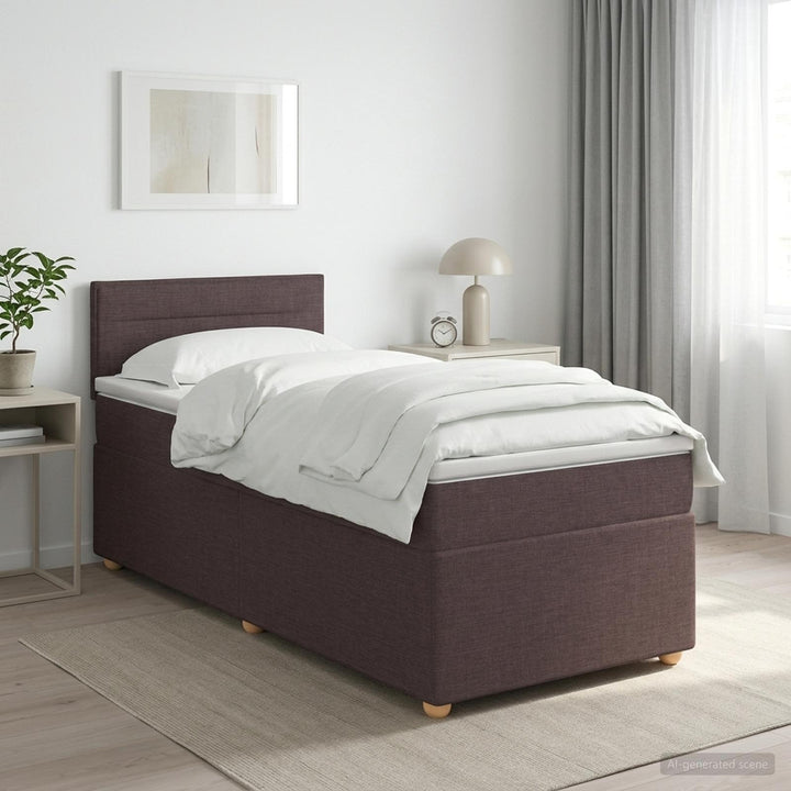 Boxmadras med topmadras Mørk Brun 90 x 190 cm Stof
