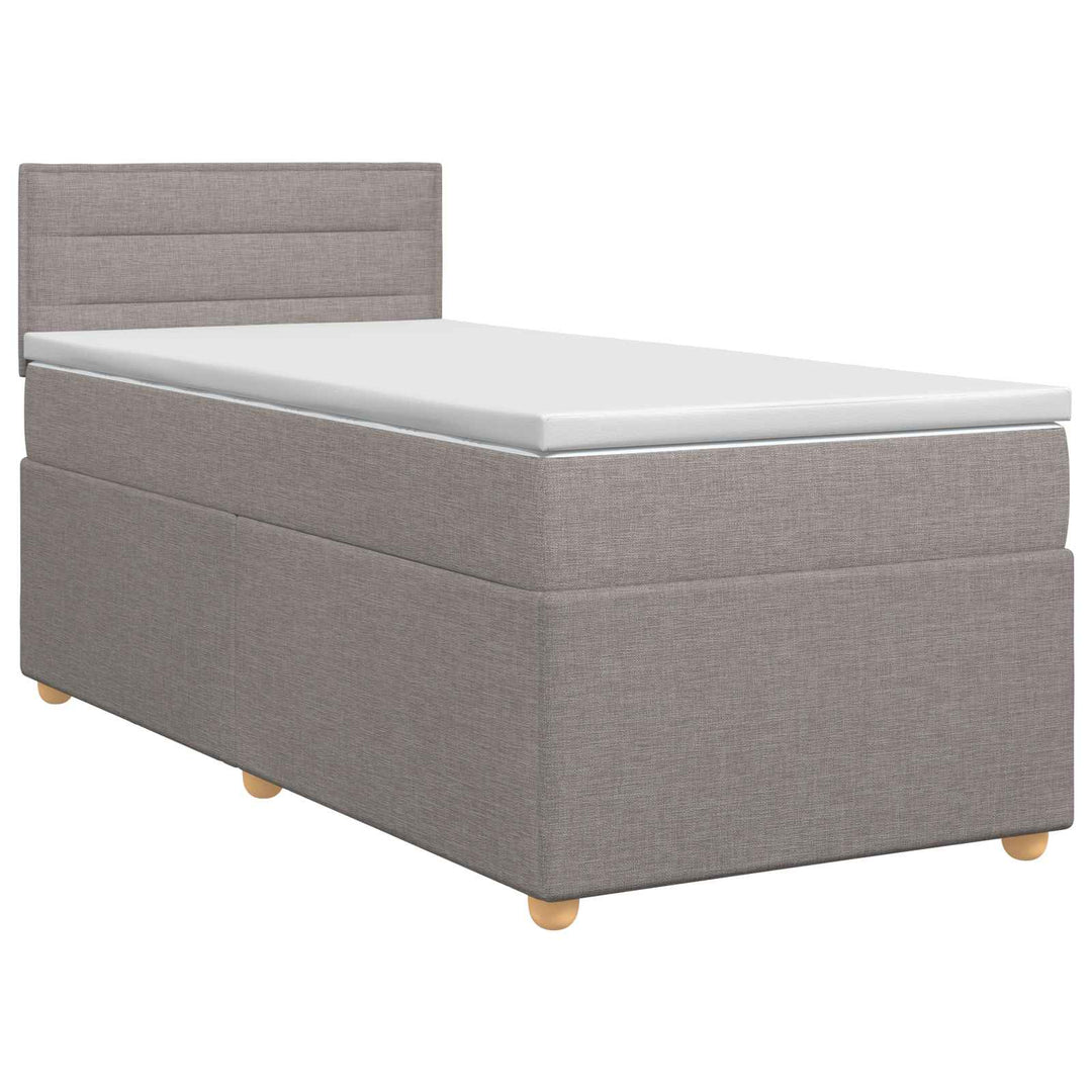Boxmadras med topmadras med hovedgærde Gråbrun 80 x 200 cm Stof