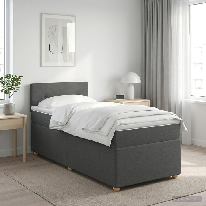 Boxmadras med topmadras Mørkegrå 80 x 200 cm Stof