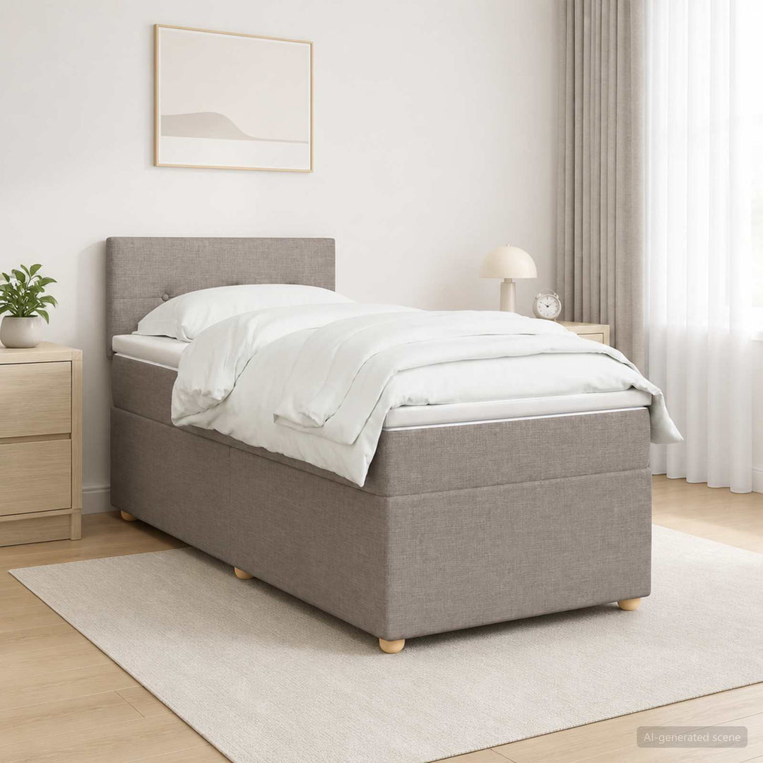 Boxmadras med topmadras Gråbrun 100 x 200 cm Stof