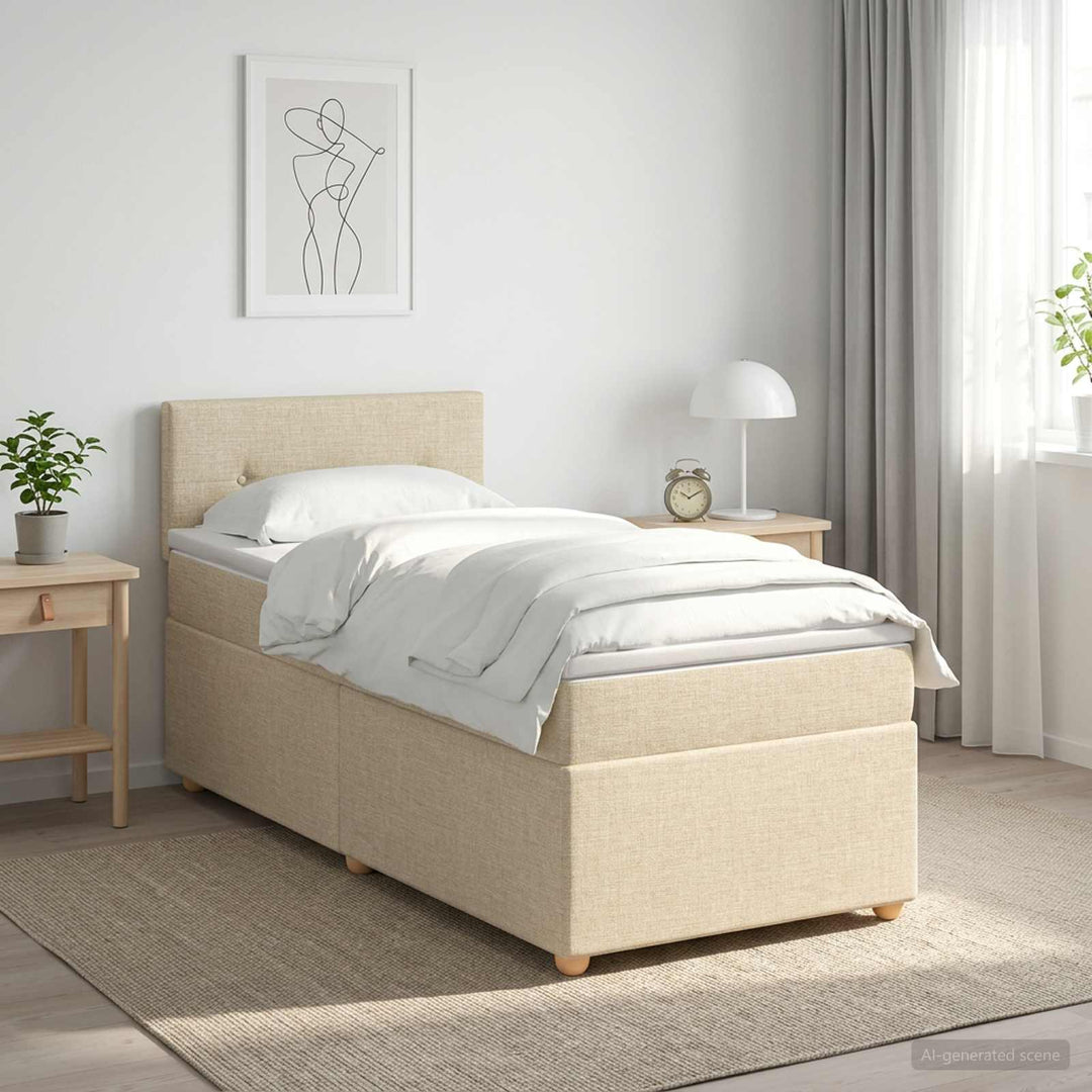 Boxmadras med topmadras Cremefarvet 100 x 200 cm Stof