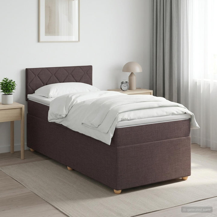 Boxmadras med topmadras Mørk Brun 80 x 200 cm Stof