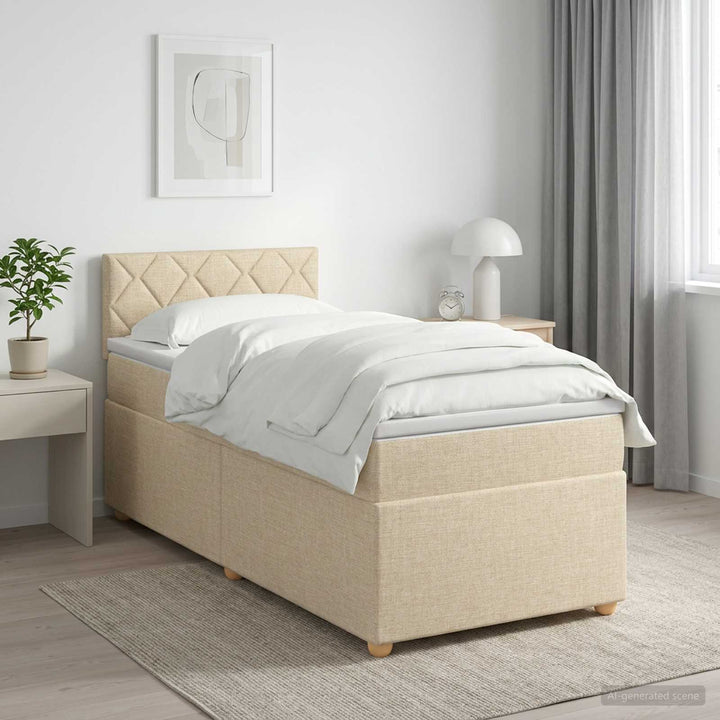 Boxmadras med topmadras Cremefarvet 80 x 200 cm Stof
