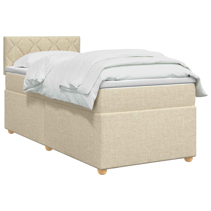 Boxmadras med topmadras Cremefarvet 80 x 200 cm Stof
