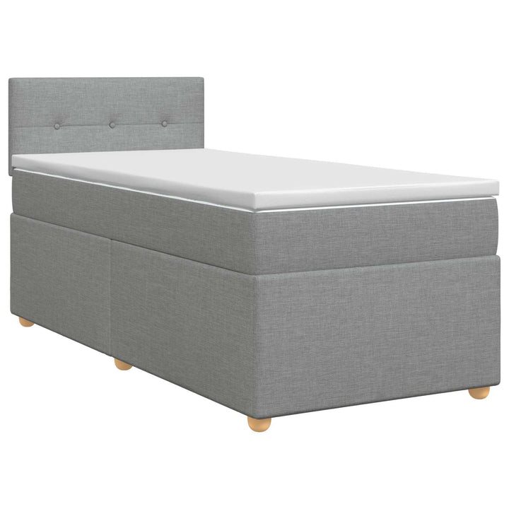 Boxmadras med topmadras med hovedgærde Lysegrå 90 x 190 cm Stof