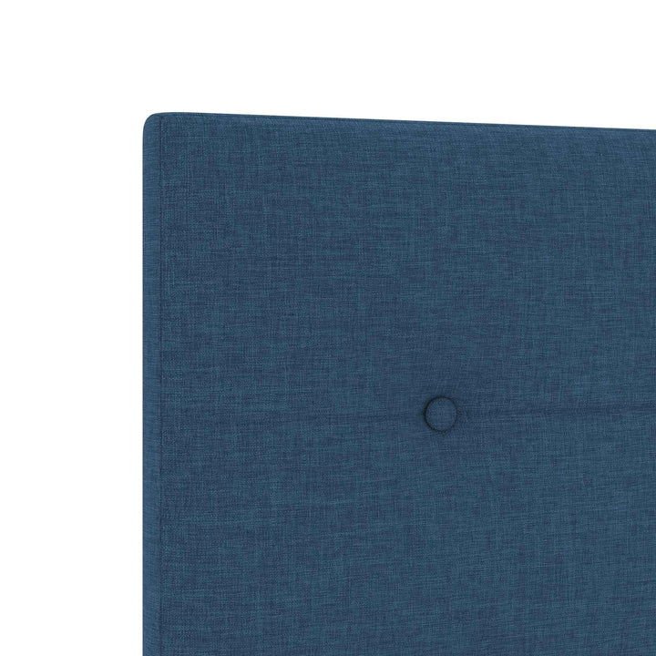 Boxmadras med topmadras med hovedgærde Blå 90 x 190 cm Stof