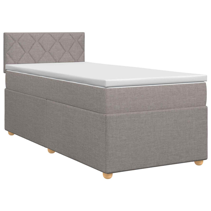 Boxmadras med topmadras med hovedgærde Gråbrun 90 x 190 cm Stof