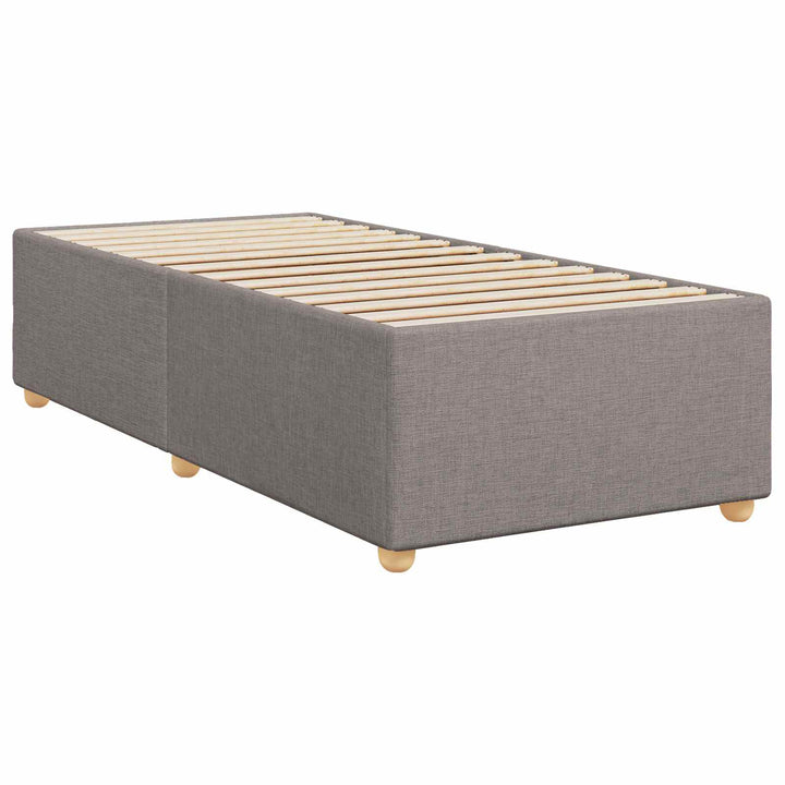 Boxmadras med topmadras med hovedgærde Gråbrun 90 x 190 cm Stof