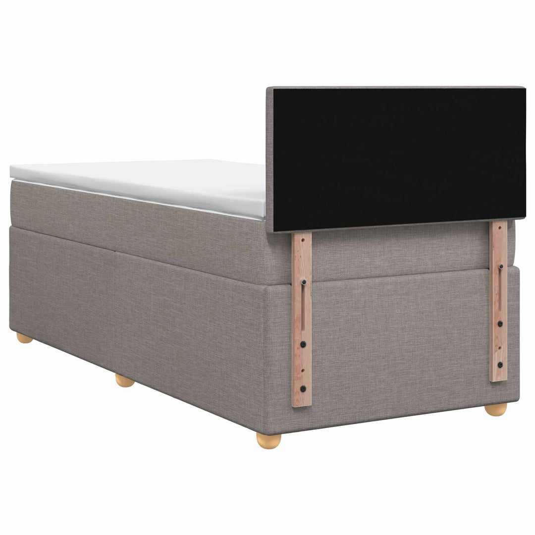 Boxmadras med topmadras med hovedgærde Gråbrun 90 x 190 cm Stof