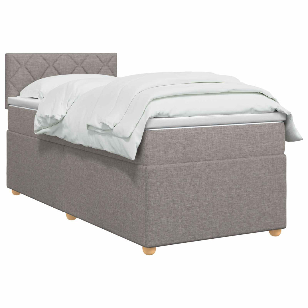 Boxmadras med topmadras med hovedgærde Gråbrun 90 x 190 cm Stof