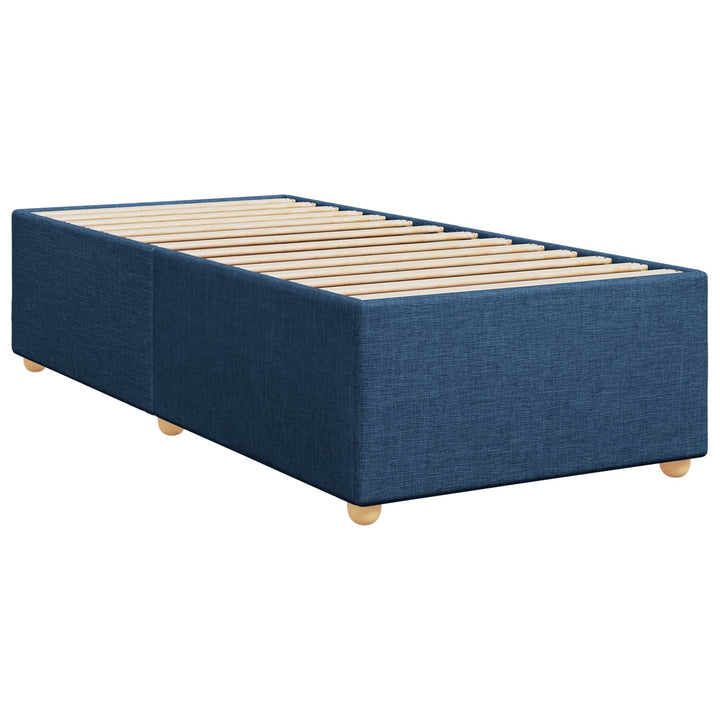 Boxmadras med topmadras med hovedgærde Blå 90 x 190 cm Stof