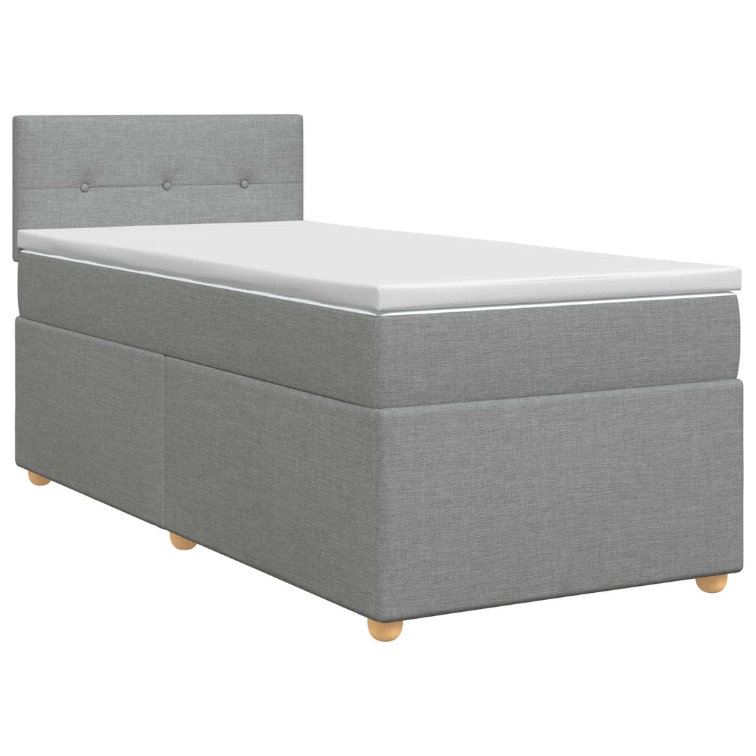Boxmadras med topmadras med hovedgærde Lysegrå 90 x 200 cm Stof