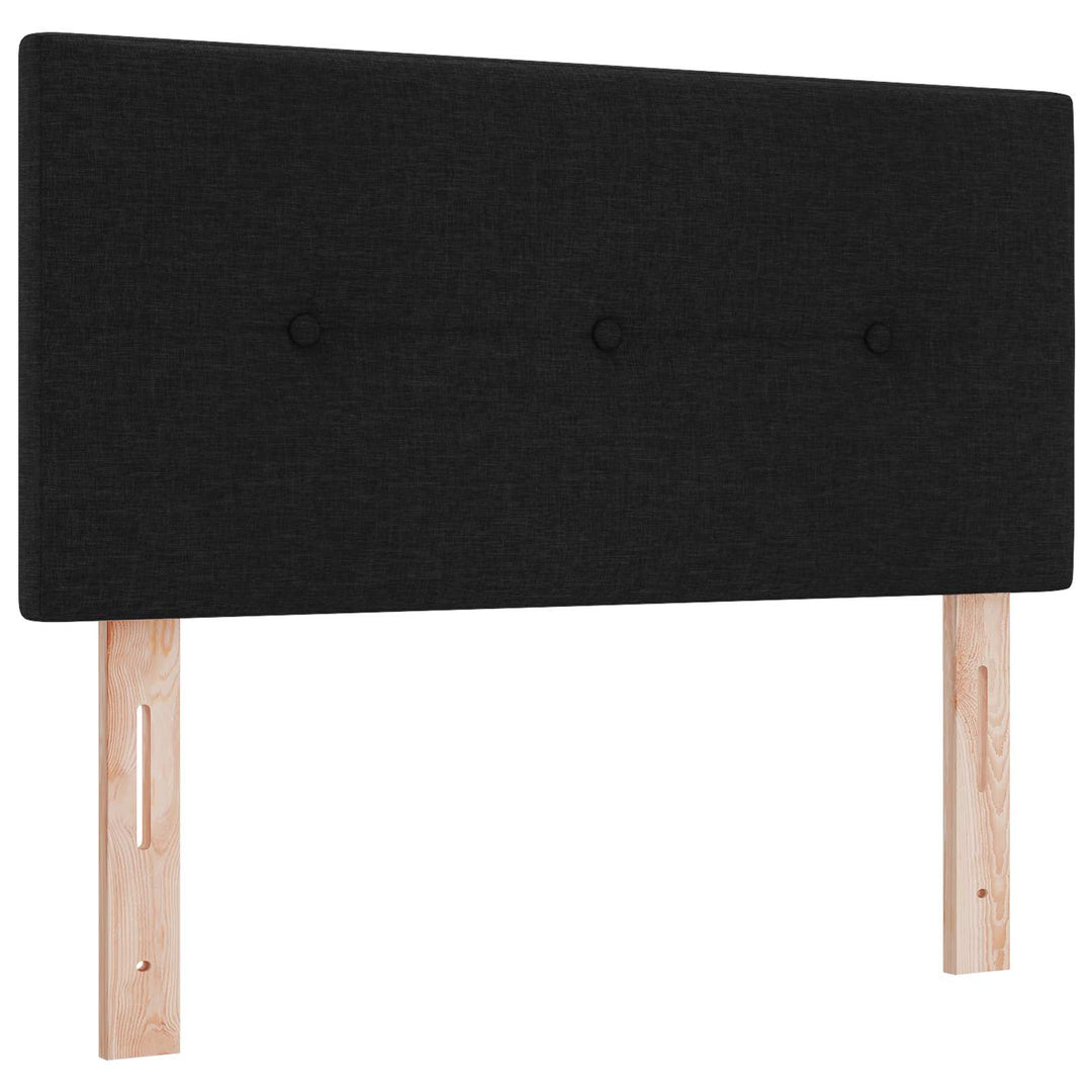 Boxmadras med topmadras med hovedgærde Sort 90 x 200 cm Stof