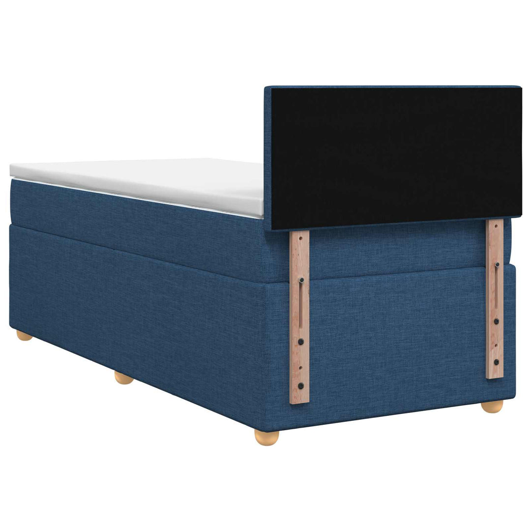 Boxmadras med topmadras med hovedgærde Blå 90 x 200 cm Stof