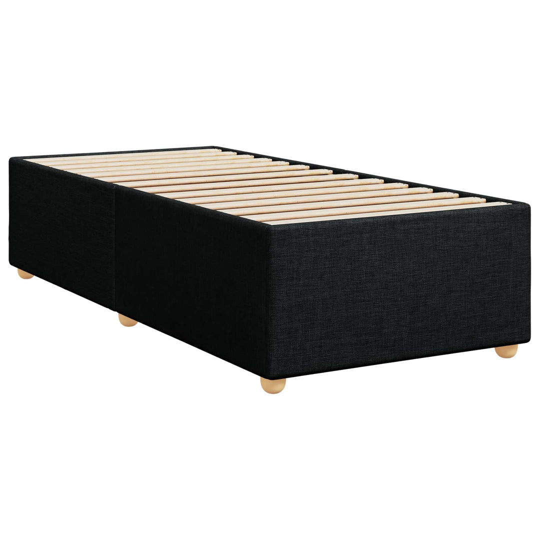 Boxmadras med topmadras med hovedgærde Sort 90 x 200 cm Stof