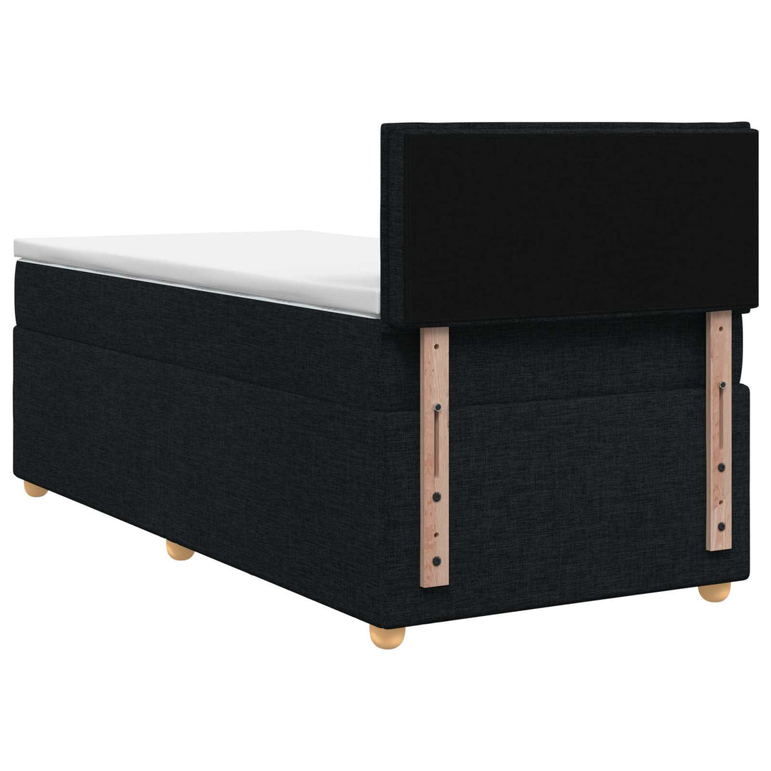 Boxmadras med topmadras med hovedgærde Sort 100 x 200 cm Stof